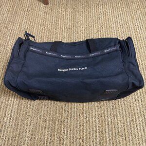 Warden Brooks x Morgan Stanley Funds Duffle Banker Bag Black Canvas 23x10x10”